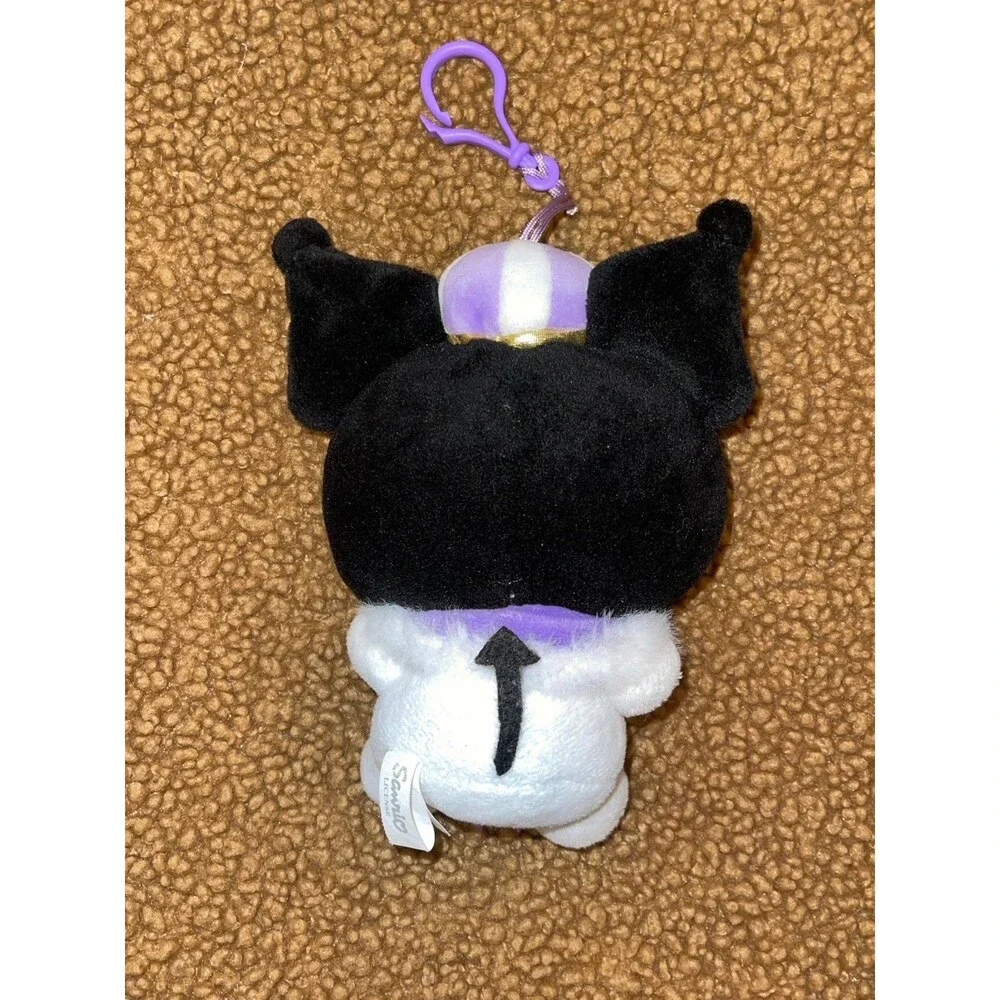 Official Sanrio Kuromi Royal Crown Plush Keychain – Purple Ribbon Mascot Charm (